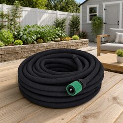 Garden Soaker Hose 25m Watering Irrigation Flexible Drip 1/2" Connector Black