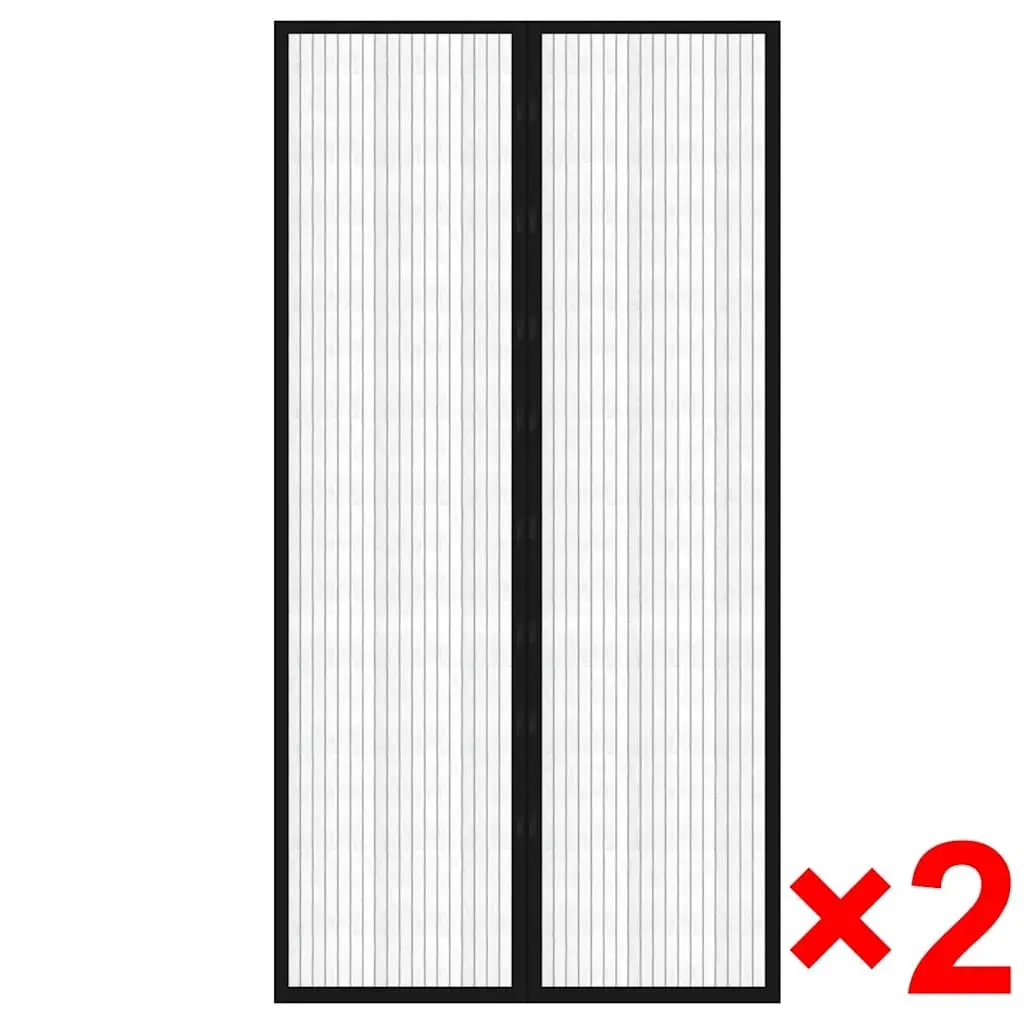 Insect Door Curtain 210 x 100 cm 2 pcs Magnet Black Window Screen Mesh