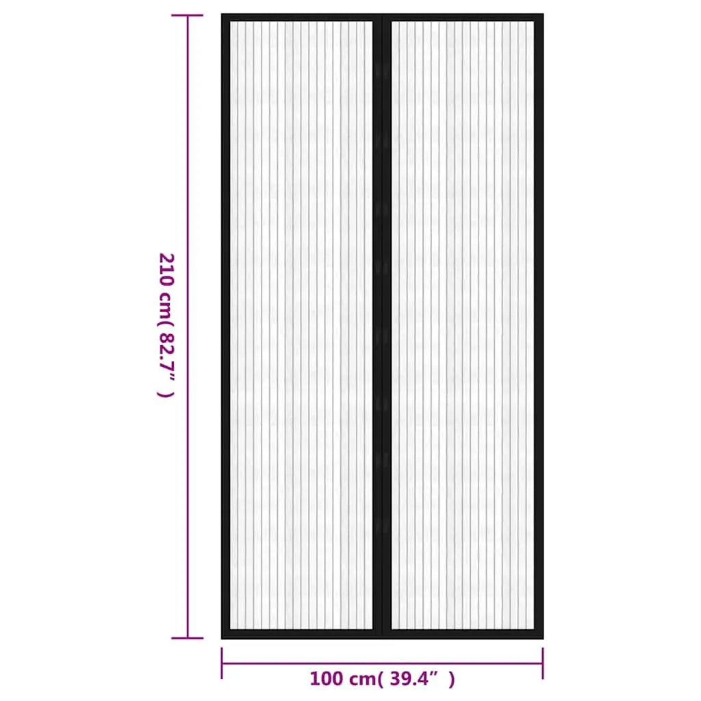 Insect Door Curtain 210 x 100 cm 2 pcs Magnet Black Window Screen Mesh