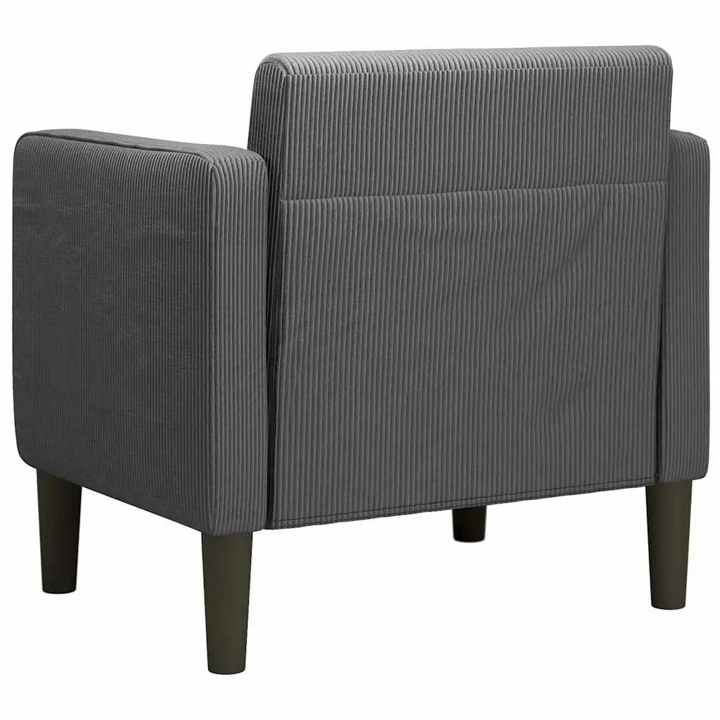 Arm Chair Corduroy Upholstered 54cm Dark Grey