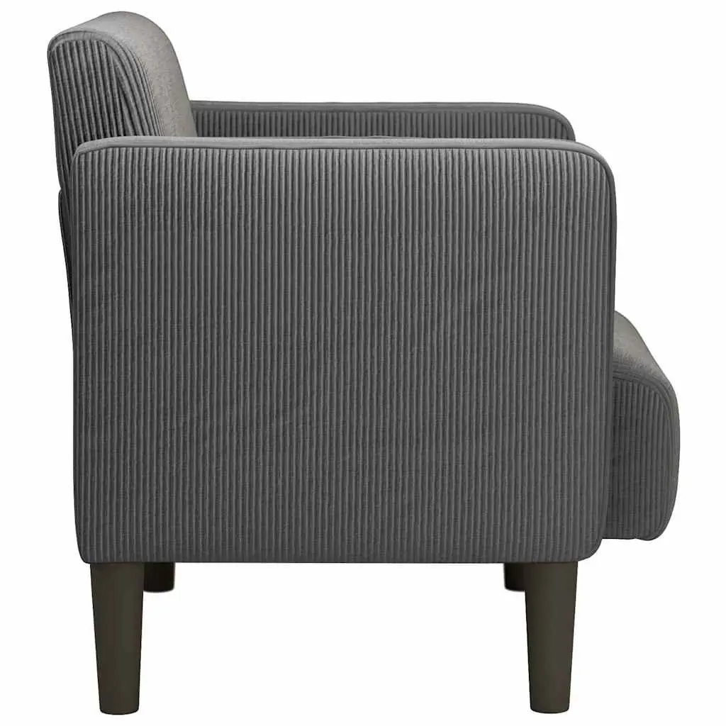 Arm Chair Corduroy Upholstered 54cm Dark Grey