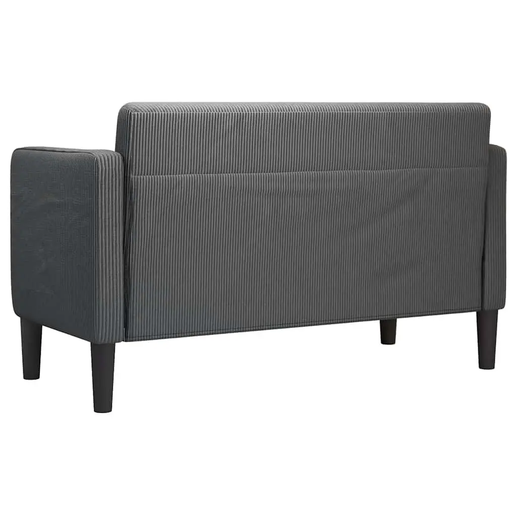 Loveseat Sofa Grey Corduroy Upholstery 109cm Two Seater Couch