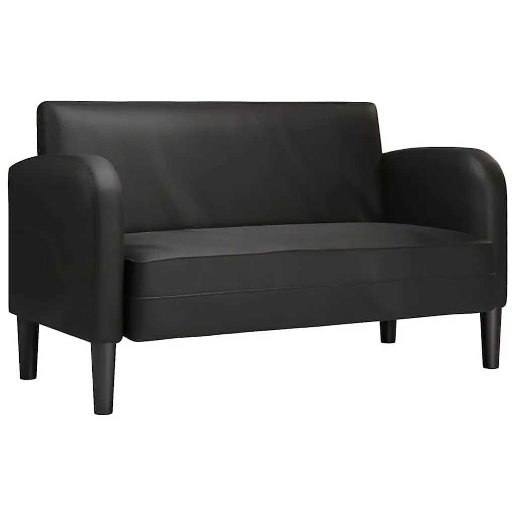 Sofa Two-Seater 110 cm Black Faux Leather Living Room Couch