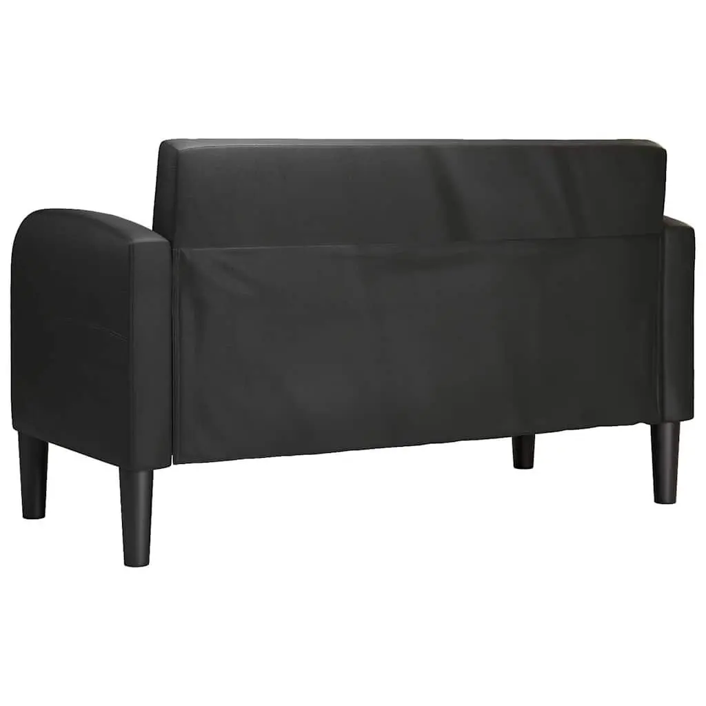 Sofa Two-Seater 110 cm Black Faux Leather Living Room Couch