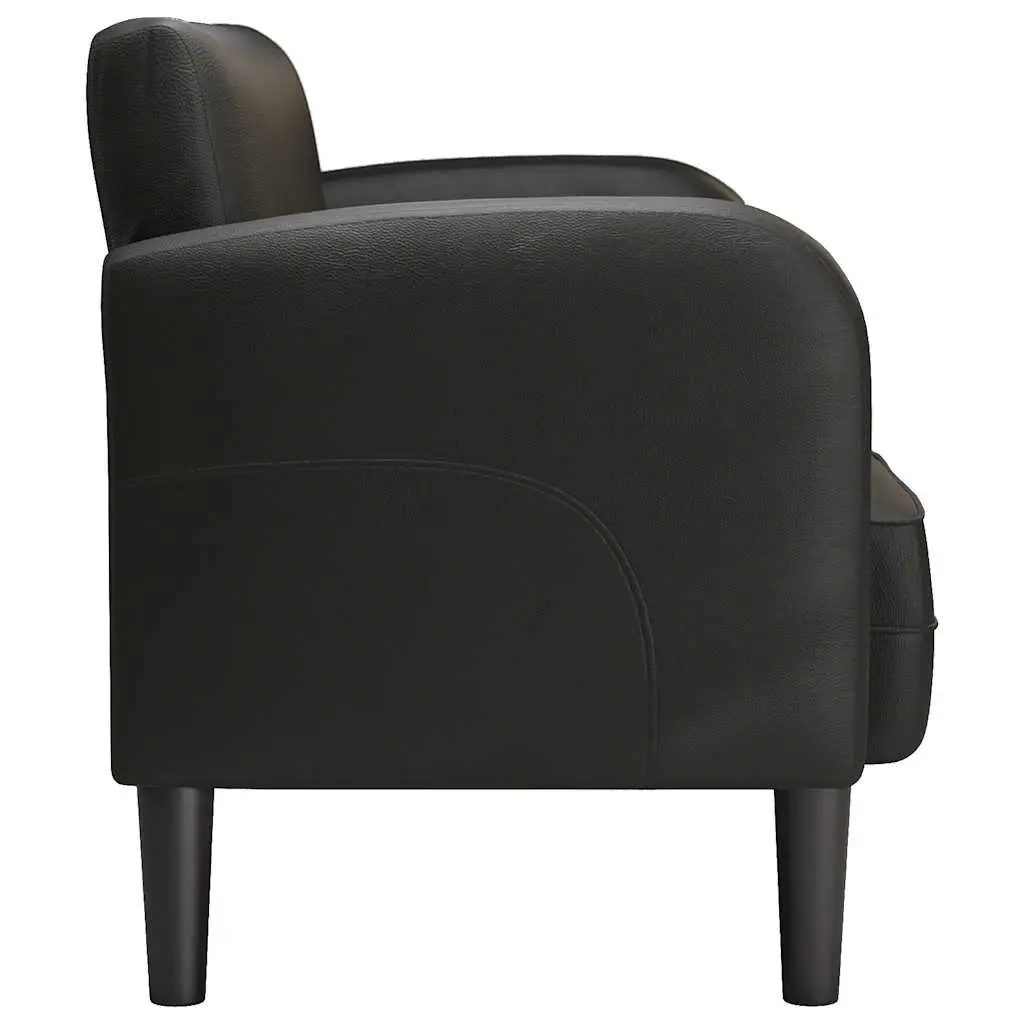 Sofa Two-Seater 110 cm Black Faux Leather Living Room Couch