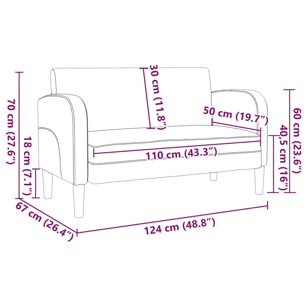 Sofa Two-Seater 110 cm Black Faux Leather Living Room Couch