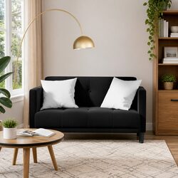 Practical Black Velvet Loveseat for Any Room