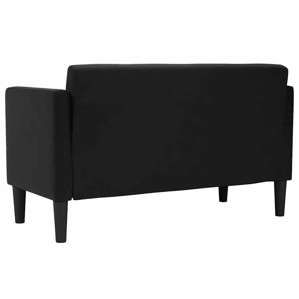 Loveseat Sofa Black 111cm Velvet Fabric Compact Two Seater Couch Living Room