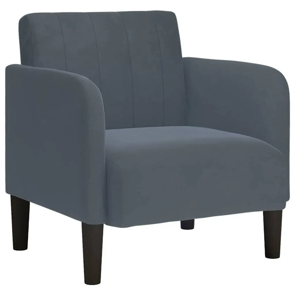 Arm Chair Velvet Grey 54cm Sofa Seat Lounge Reading Living Room