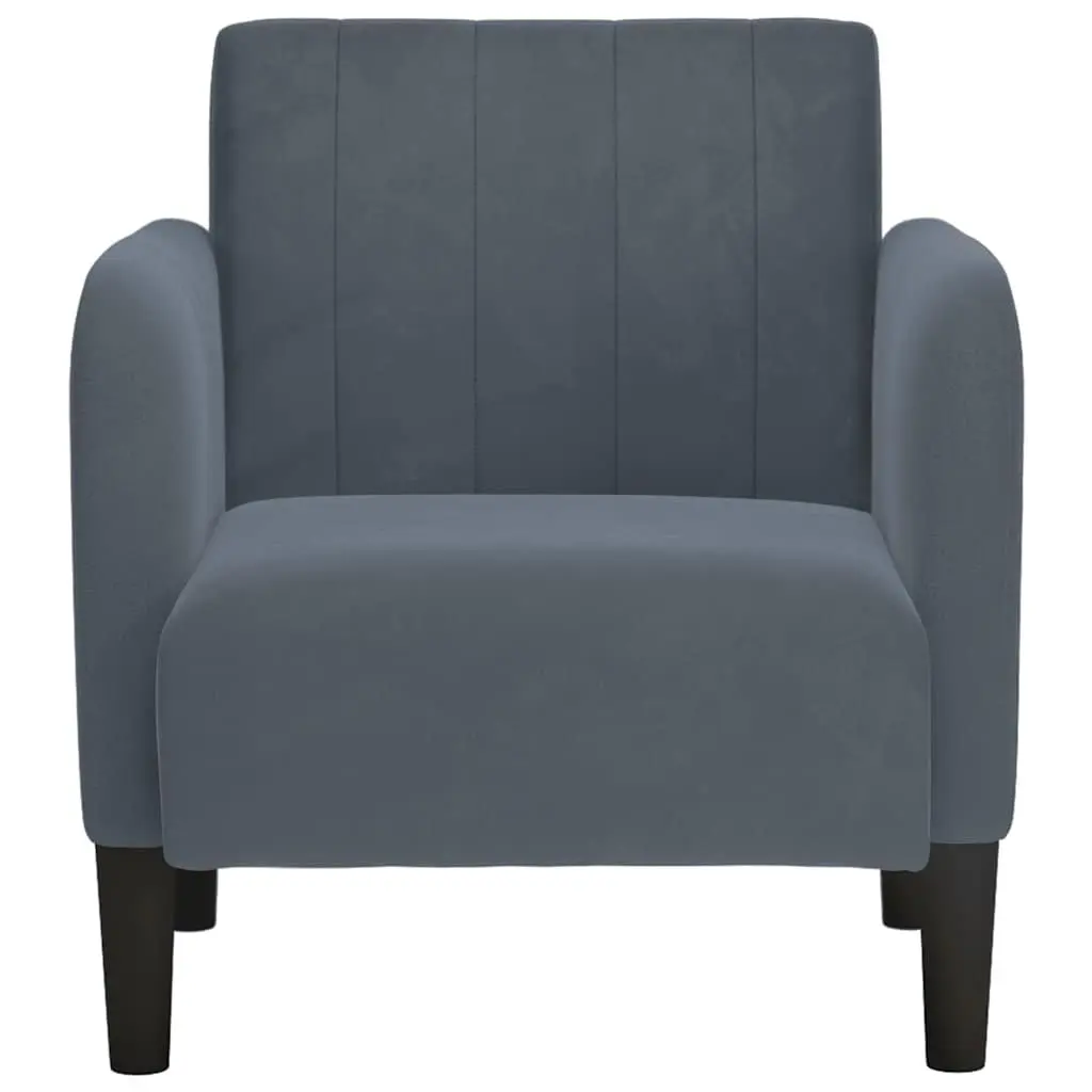 Arm Chair Velvet Grey 54cm Sofa Seat Lounge Reading Living Room
