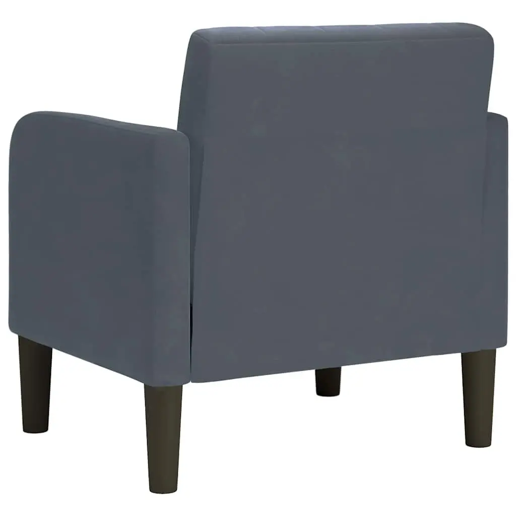Arm Chair Velvet Grey 54cm Sofa Seat Lounge Reading Living Room