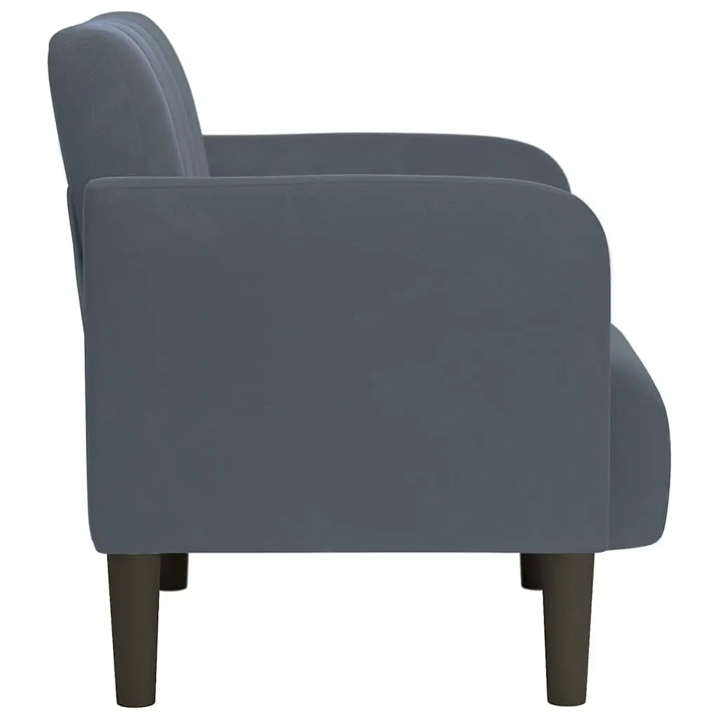 Arm Chair Velvet Grey 54cm Sofa Seat Lounge Reading Living Room