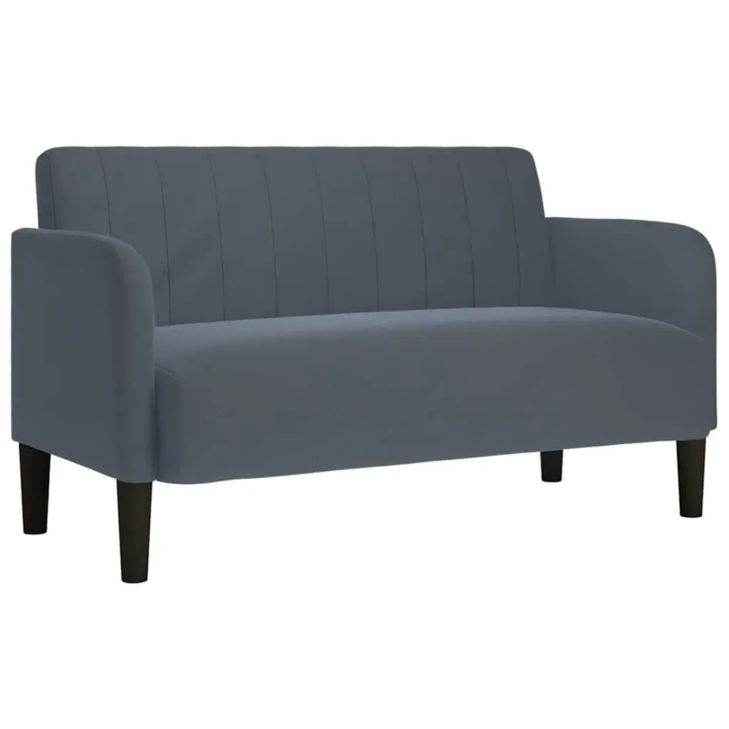 Two-Seater Sofa Grey Velvet Upholstered 109cm Furniture for Living Room