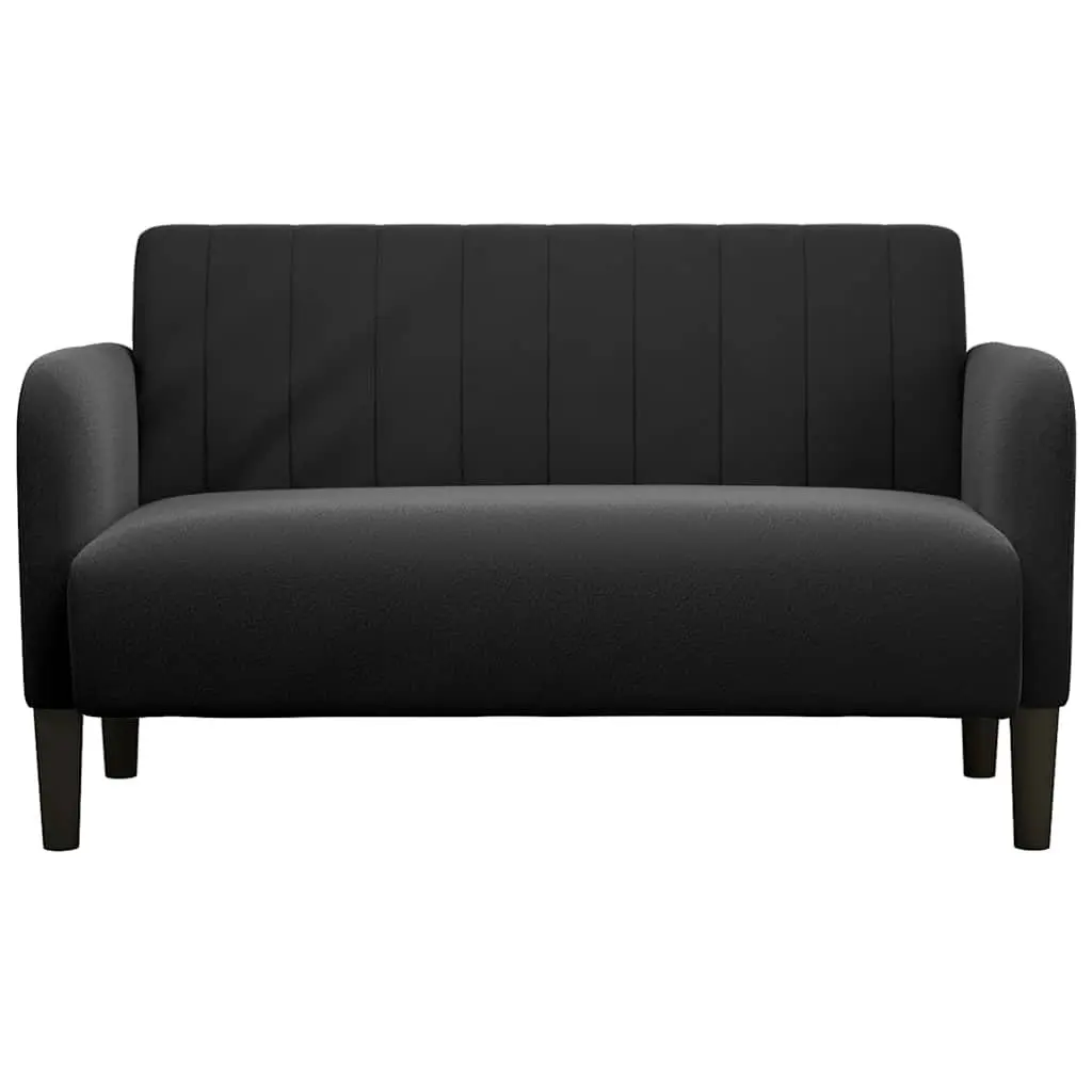 Loveseat Sofa Velvet 109cm Black Compact Two-Seater Couch Modern