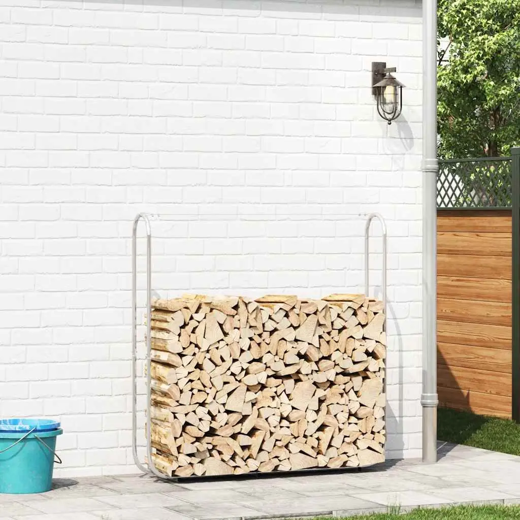 Log Rack Galvanised Steel 150x25x150 cm Silver Firewood Storage Holder Stand
