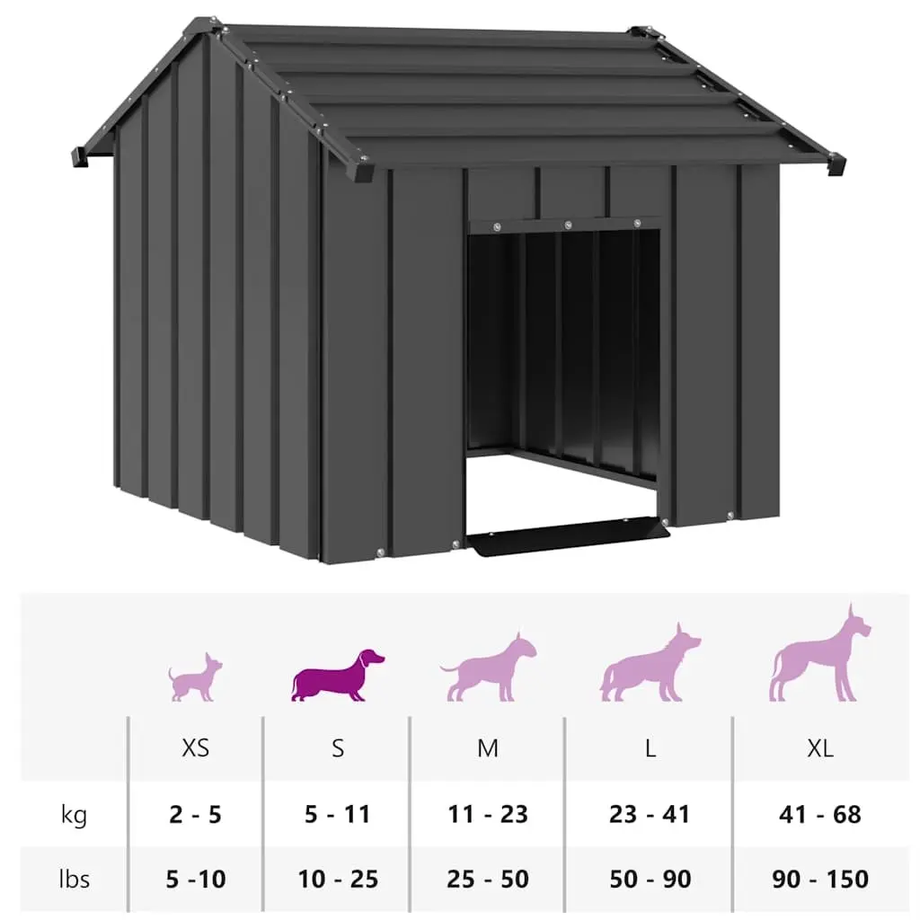 Dog House with Roof Galvanised Steel Outdoor Pet Shelter Entrance 85x107x81cm