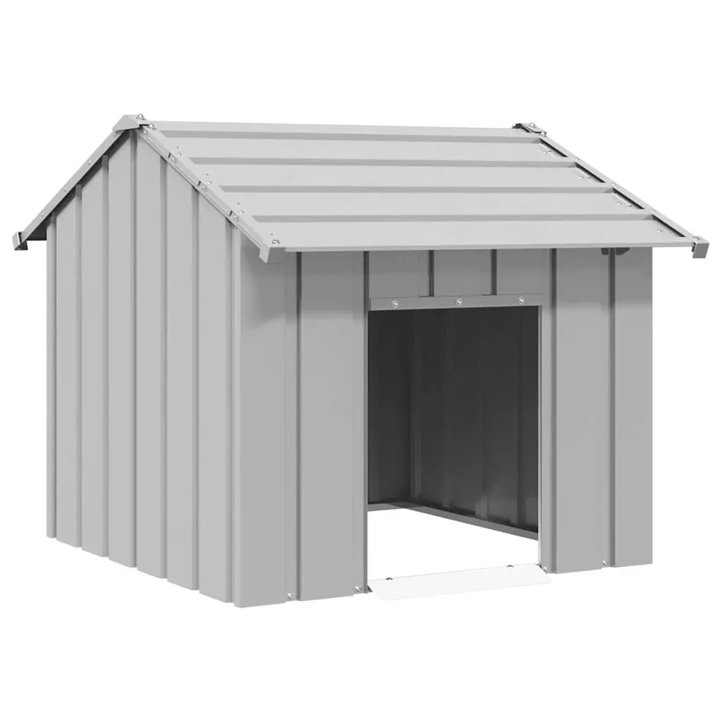 Dog House Galvanised Steel Outdoor Shelter 85 x 107 x 81 cm Grey