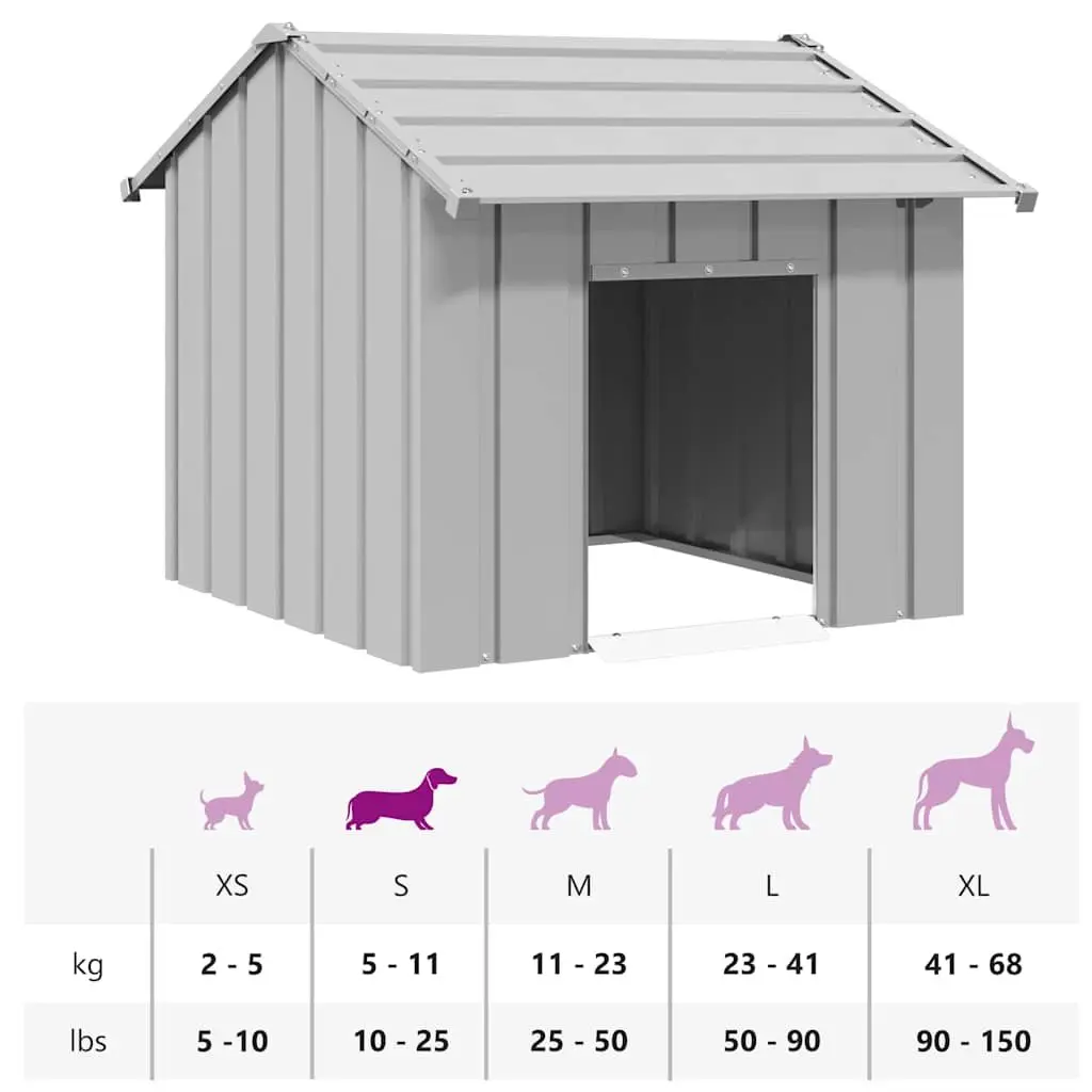 Dog House Galvanised Steel Outdoor Shelter 85 x 107 x 81 cm Grey