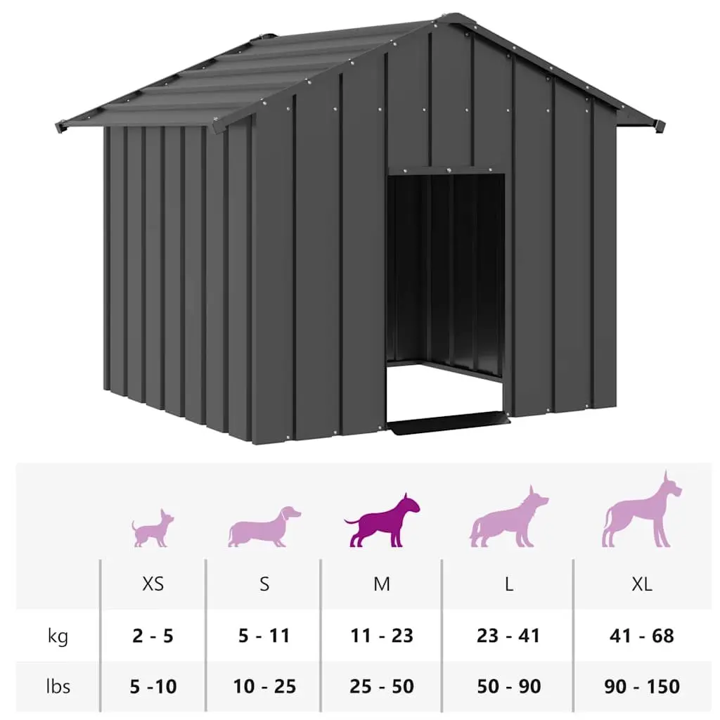 Dog House with Roof Galvanised Steel Outdoor Pet Shelter Puppy Kennel