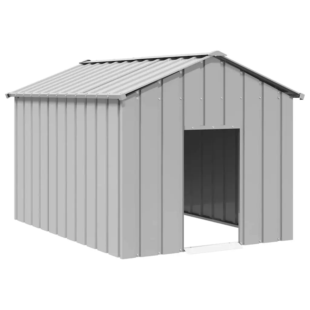 Dog House Galvanised Steel Outdoor Pet Shelter 113 x 153 x 101 cm Grey