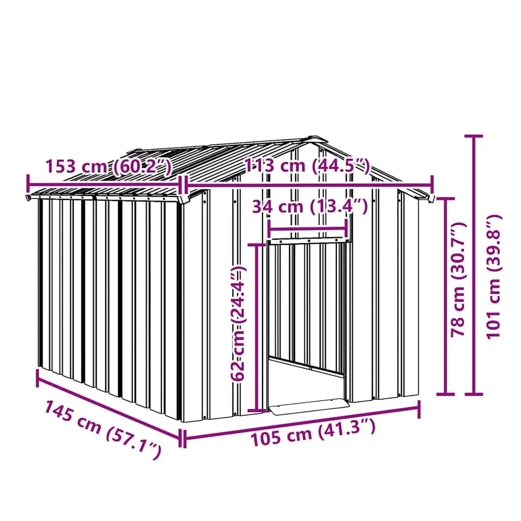 Dog House Galvanised Steel Outdoor Pet Shelter 113 x 153 x 101 cm Grey