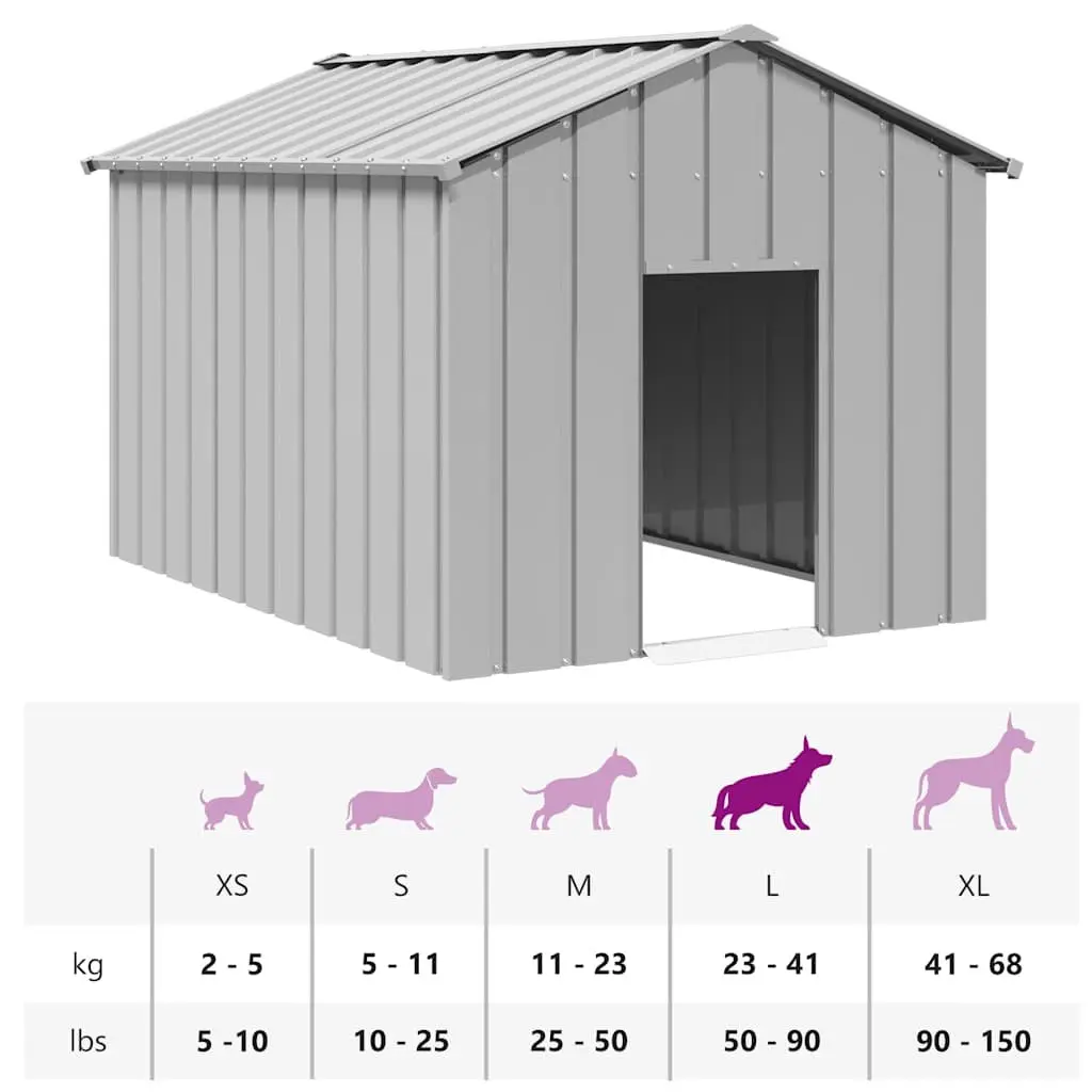 Dog House Galvanised Steel Outdoor Pet Shelter 113 x 153 x 101 cm Grey