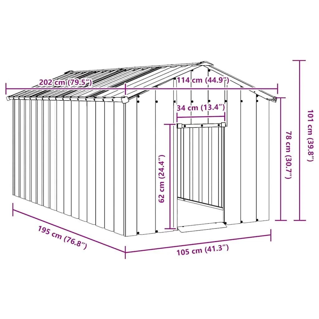 Dog House Galvanised Steel Outdoor Shelter 114 x 202 x 101 cm Anthracite
