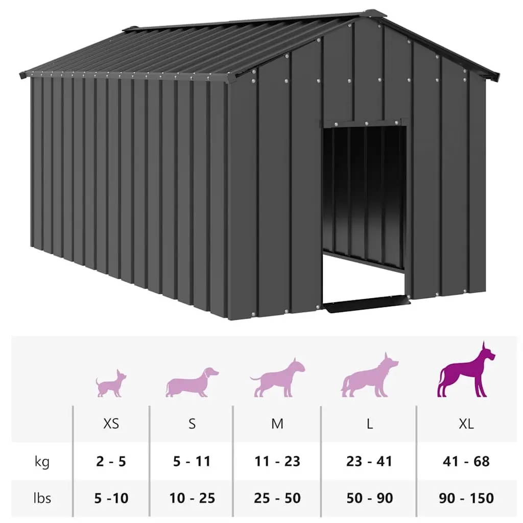 Dog House Galvanised Steel Outdoor Shelter 114 x 202 x 101 cm Anthracite