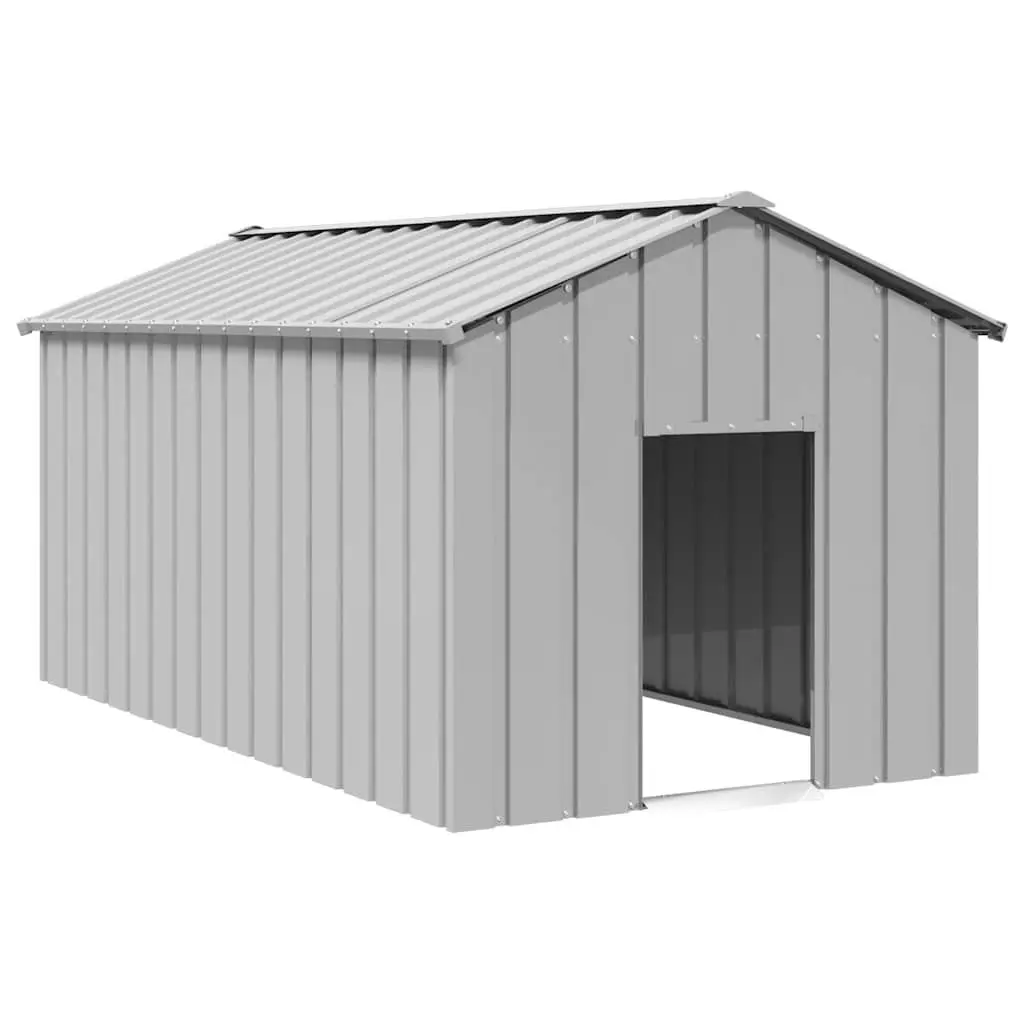 Dog House Galvanised Steel Outdoor Pet Shelter 114 x 202 x 101 cm Grey