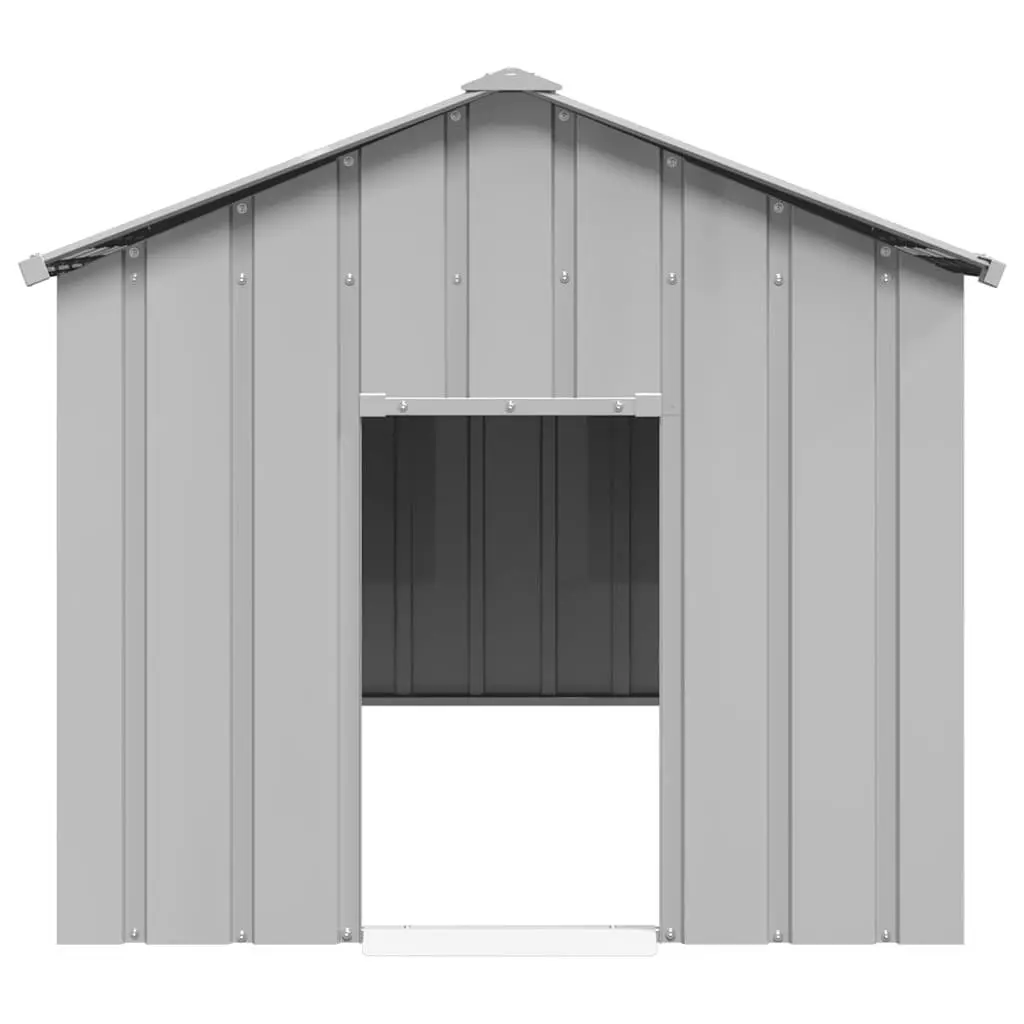 Dog House Galvanised Steel Outdoor Pet Shelter 114 x 202 x 101 cm Grey