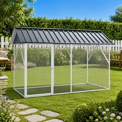 Outdoor Bird Cage Anthracite 227 x 112 x 141 cm Galvanised Steel Garden Aviary