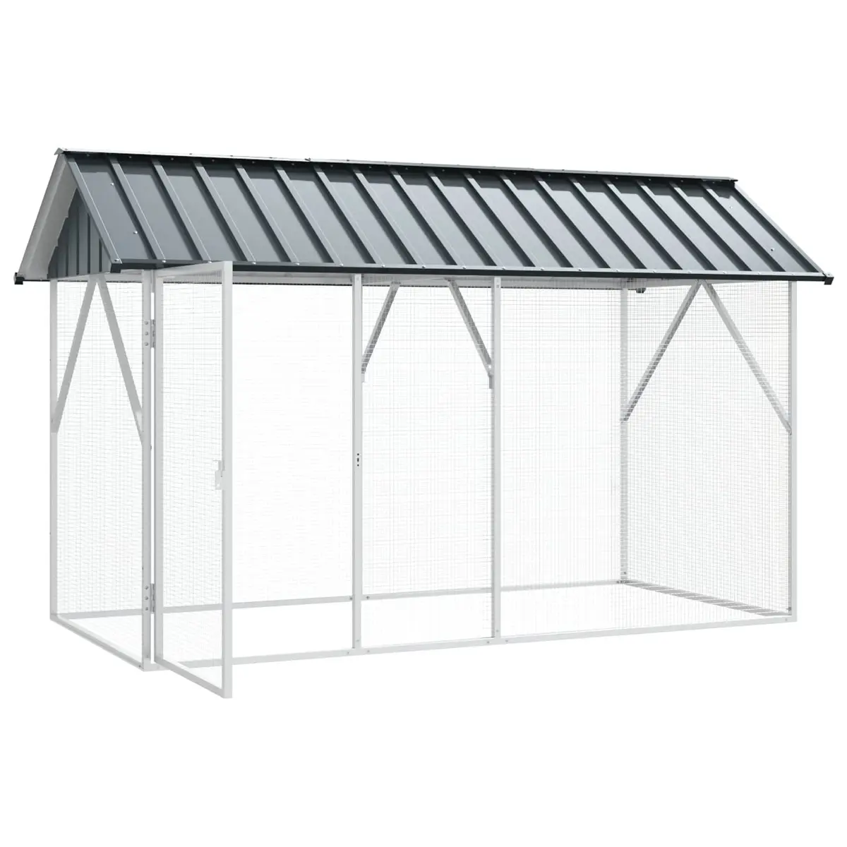 Bird Cage Galvanised Steel 227 x 112 x 141 cm Anthracite Outdoor Aviary