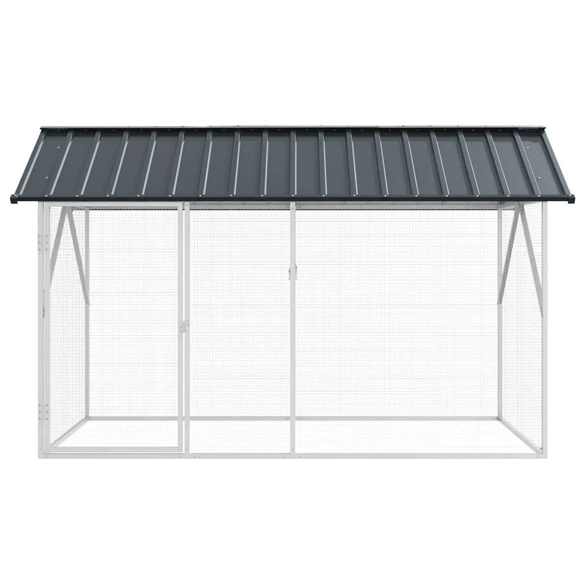 Bird Cage Galvanised Steel 227 x 112 x 141 cm Anthracite Outdoor Aviary