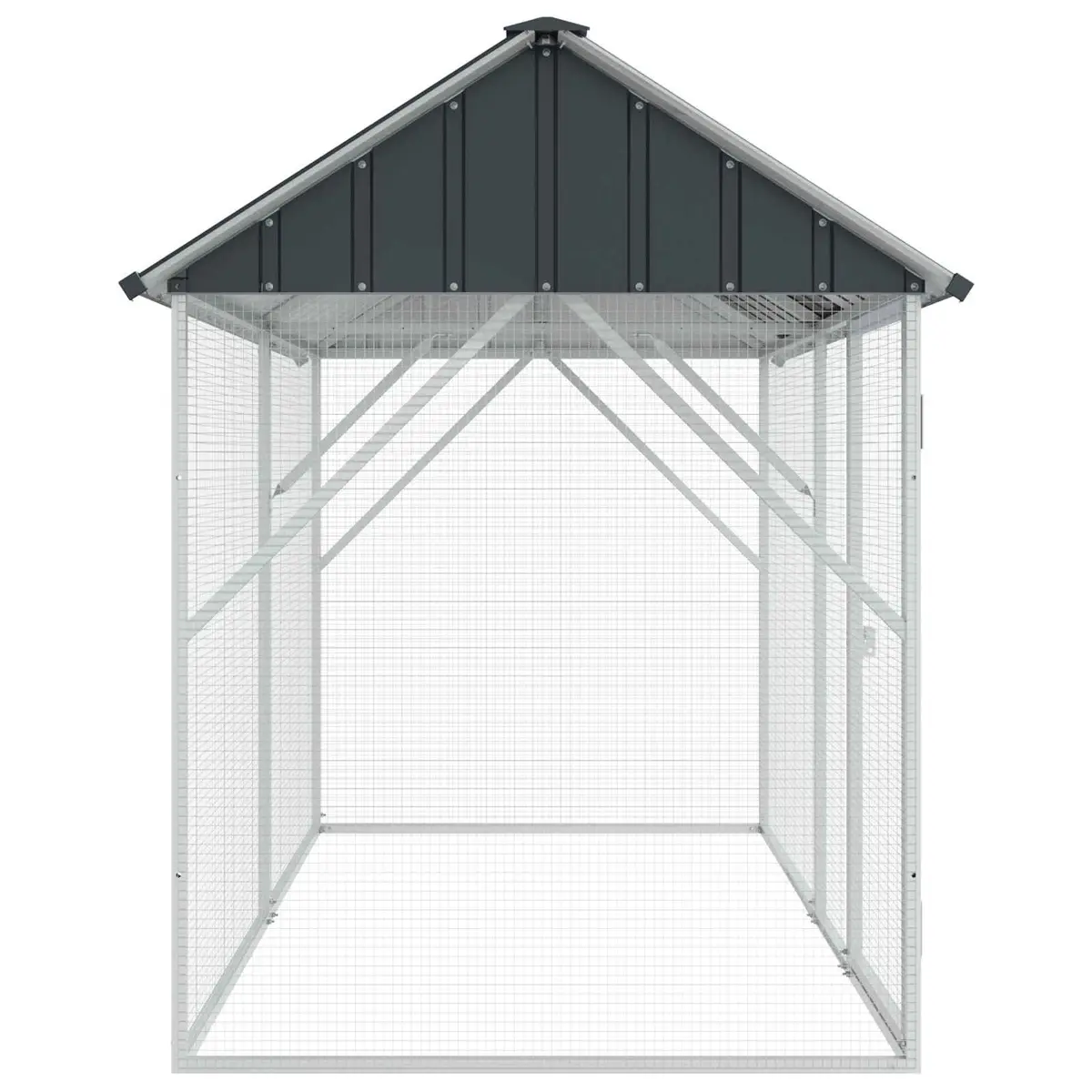 Bird Cage Galvanised Steel 227 x 112 x 141 cm Anthracite Outdoor Aviary