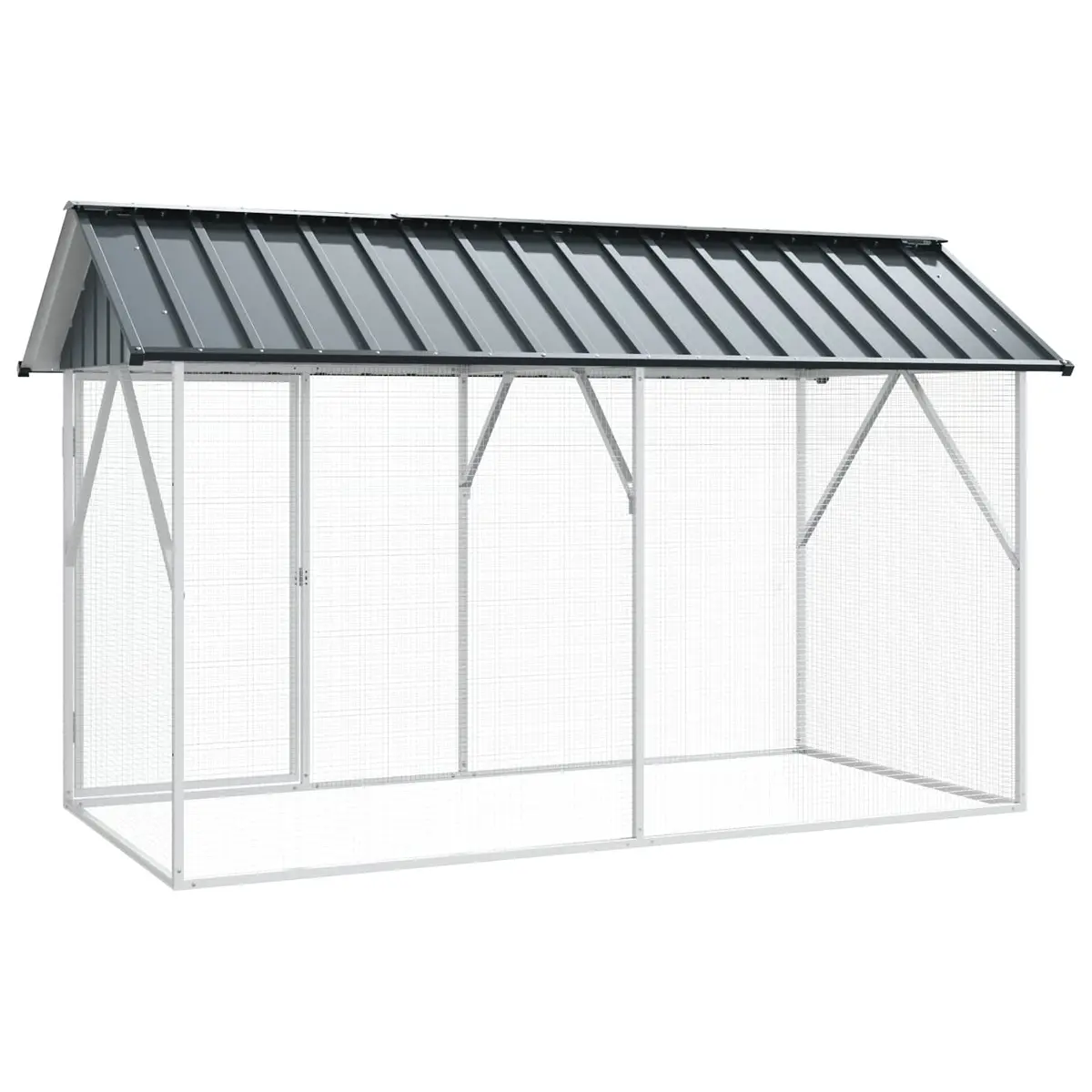 Bird Cage Galvanised Steel 227 x 112 x 141 cm Anthracite Outdoor Aviary