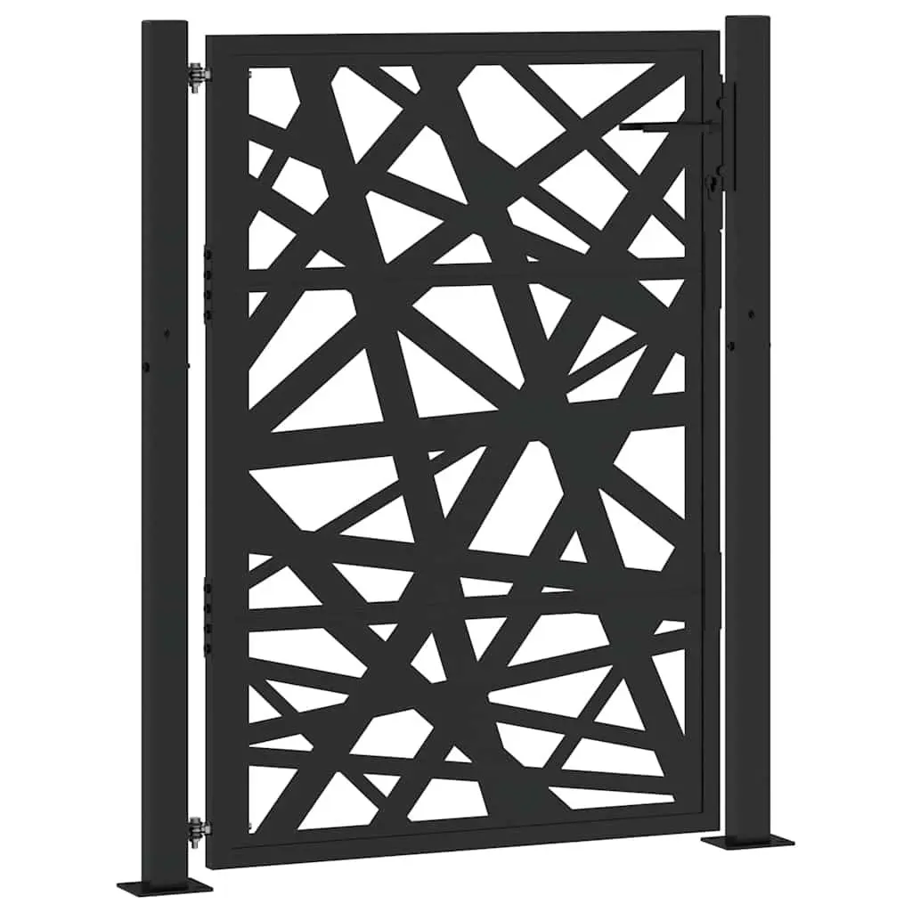 Garden Gate 100x125cm Black Steel Outdoor Fence Entry Laser-Cut Design Lockable