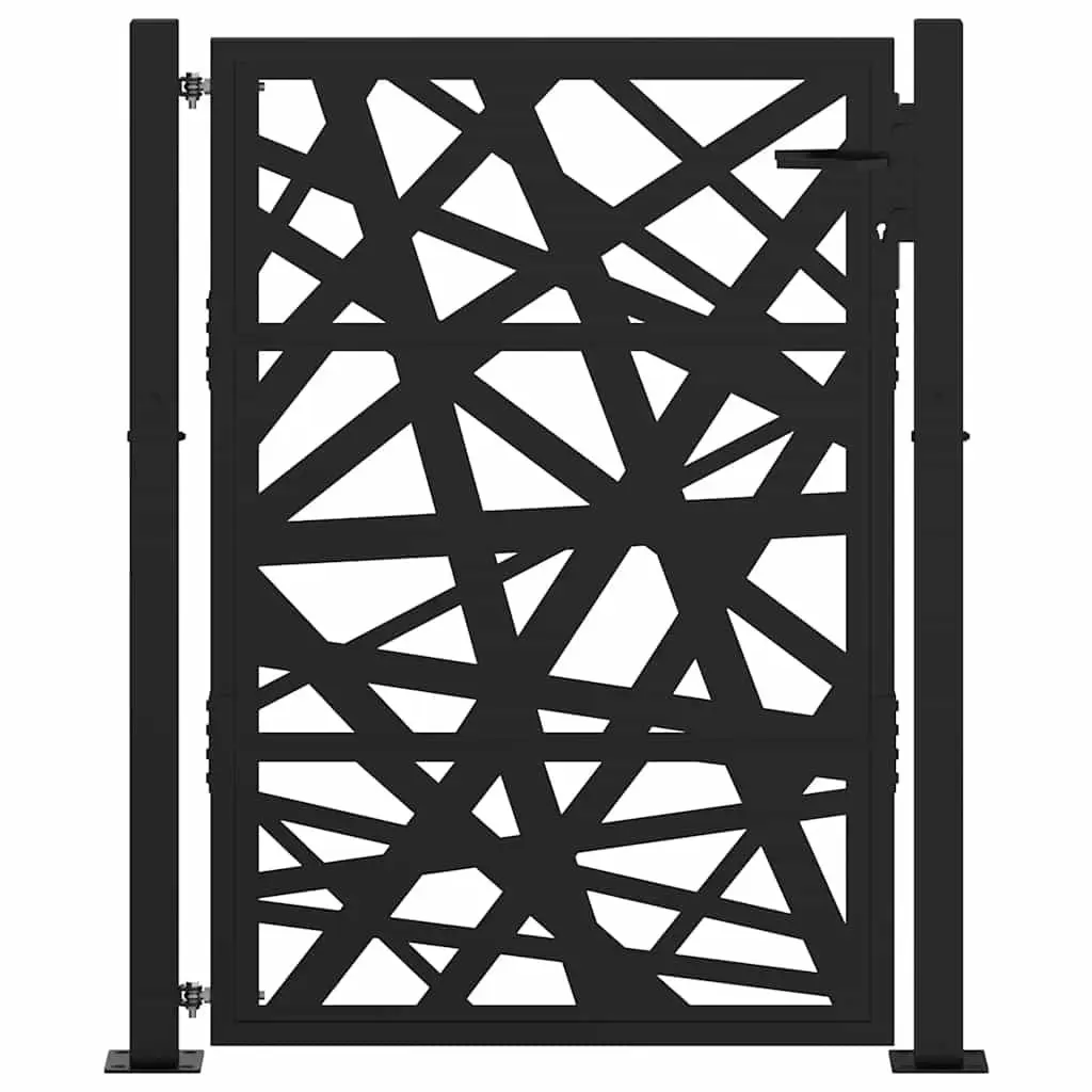 Garden Gate 100x125cm Black Steel Outdoor Fence Entry Laser-Cut Design Lockable