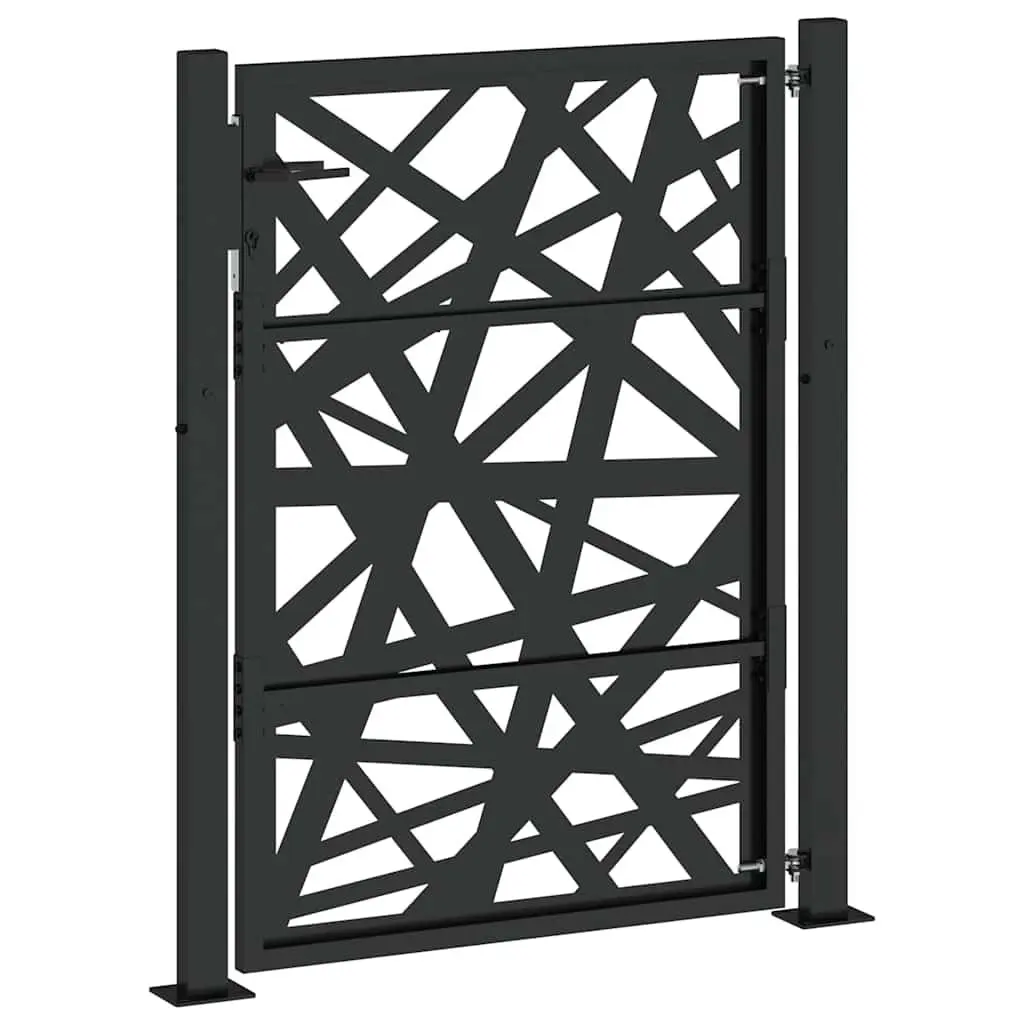 Garden Gate 100x125cm Black Steel Outdoor Fence Entry Laser-Cut Design Lockable