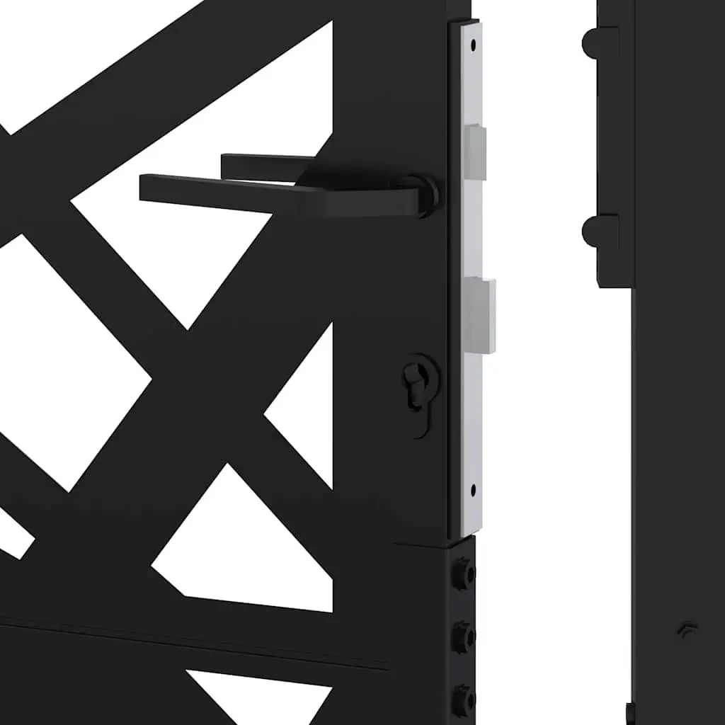Garden Gate 100x125cm Black Steel Outdoor Fence Entry Laser-Cut Design Lockable