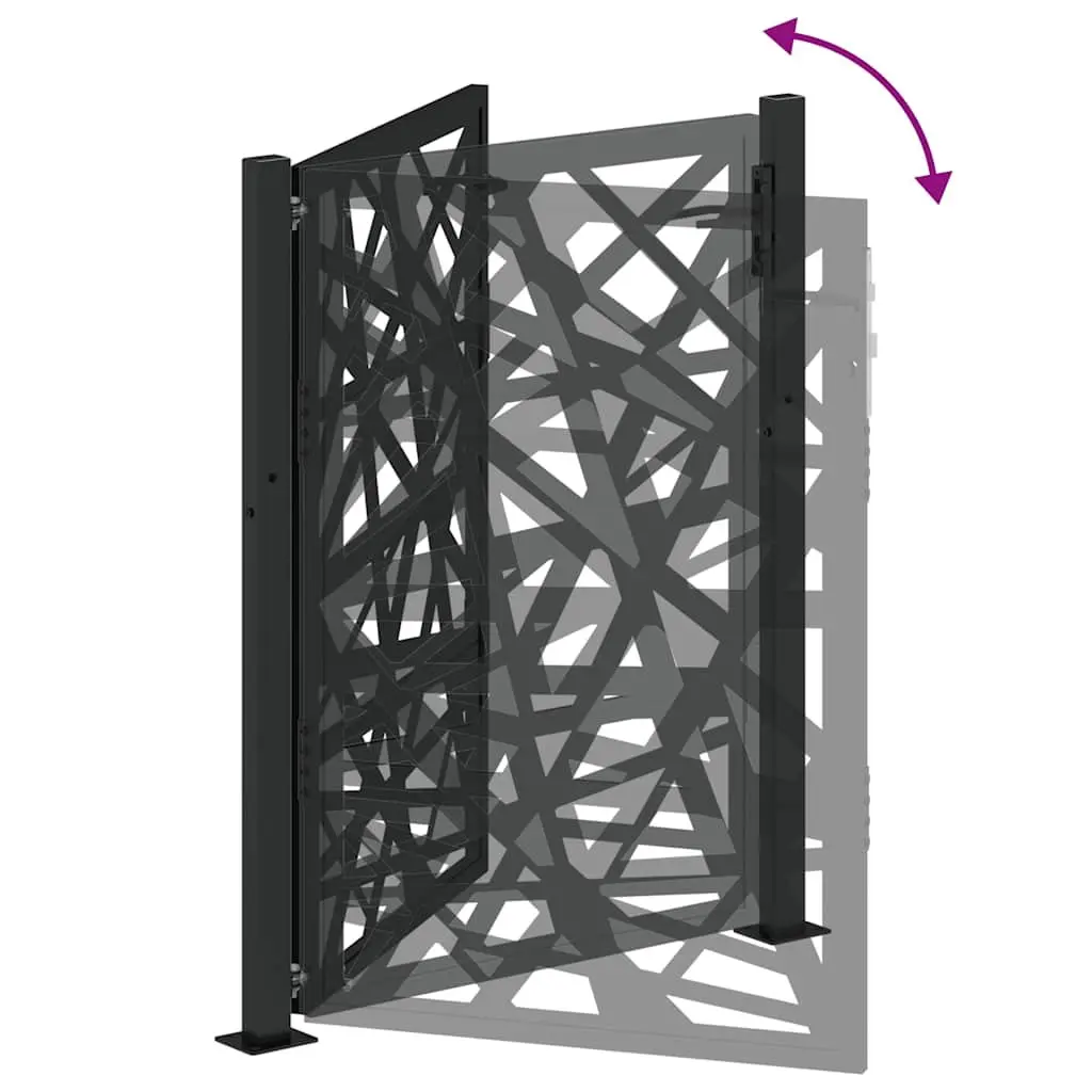 Garden Gate 100x125cm Black Steel Outdoor Fence Entry Laser-Cut Design Lockable