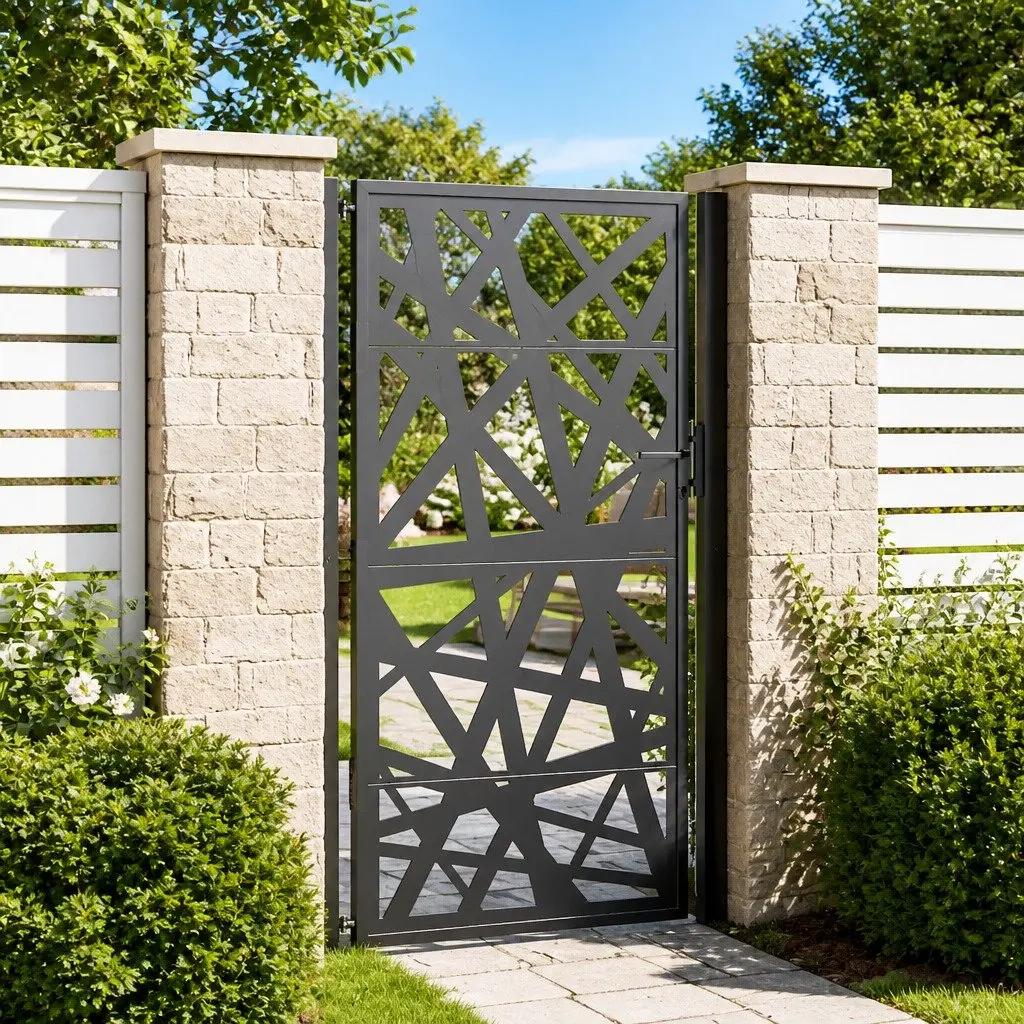 Black Steel Garden Gate 100x175 cm for Home Use