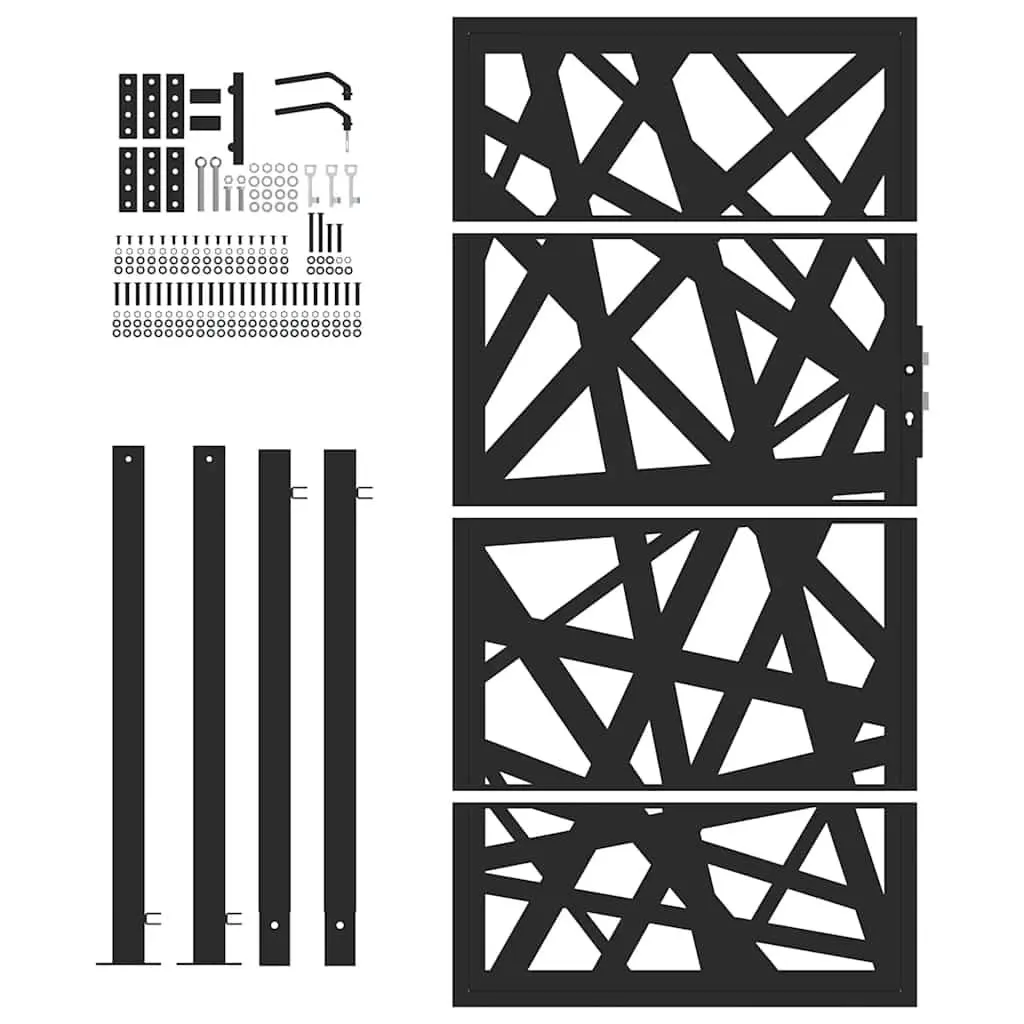 Black Steel Garden Gate 100x175 cm for Home Use