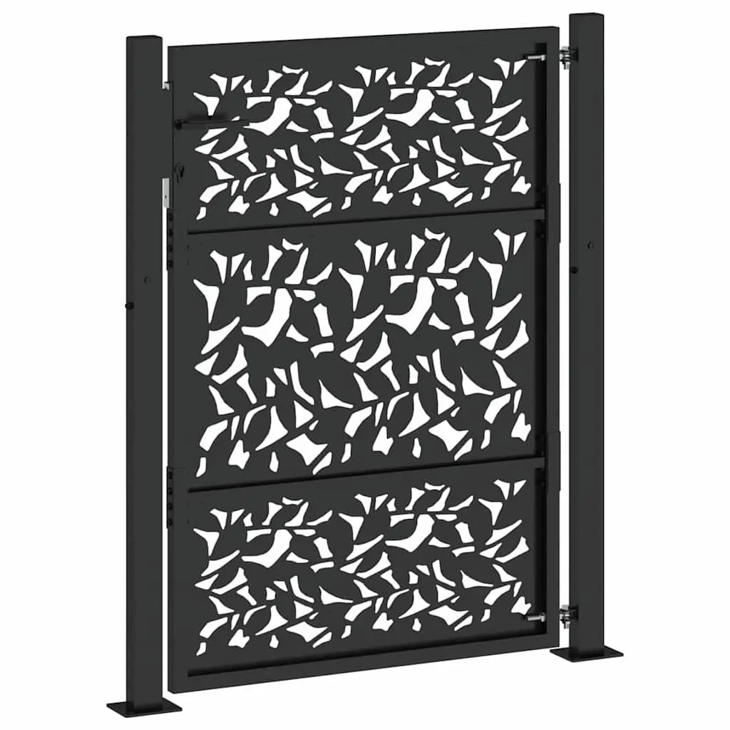 Garden Gate Black 100x125cm Steel Laser-Cut Design Outdoor Fencing Entrance