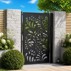 Wave Design Black Steel Garden Gate for Your Outdoor Space