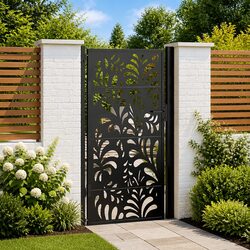 Functional Black Steel Garden Gate for Home Use 100x175 cm