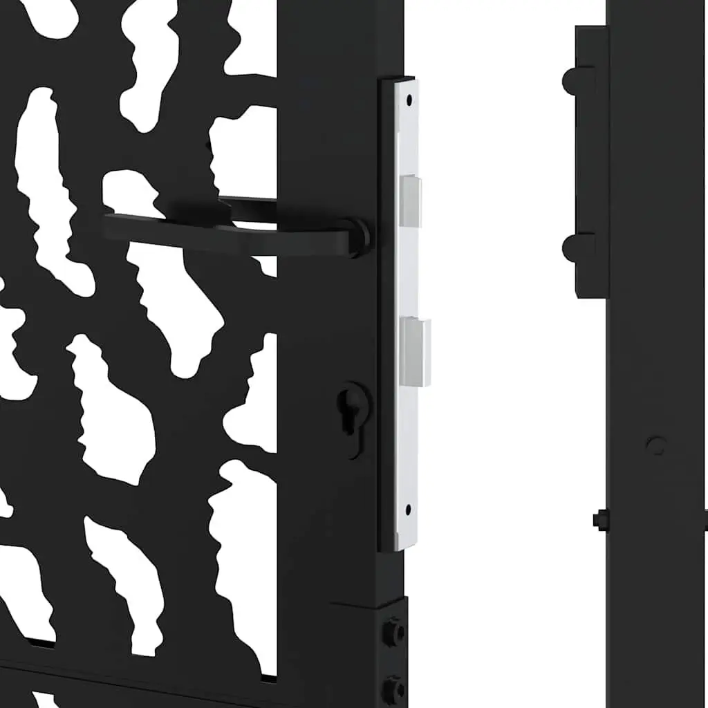 Garden Gate Black 100x100 cm Steel Laser-Cut Design Outdoor Entrance Patio Fence