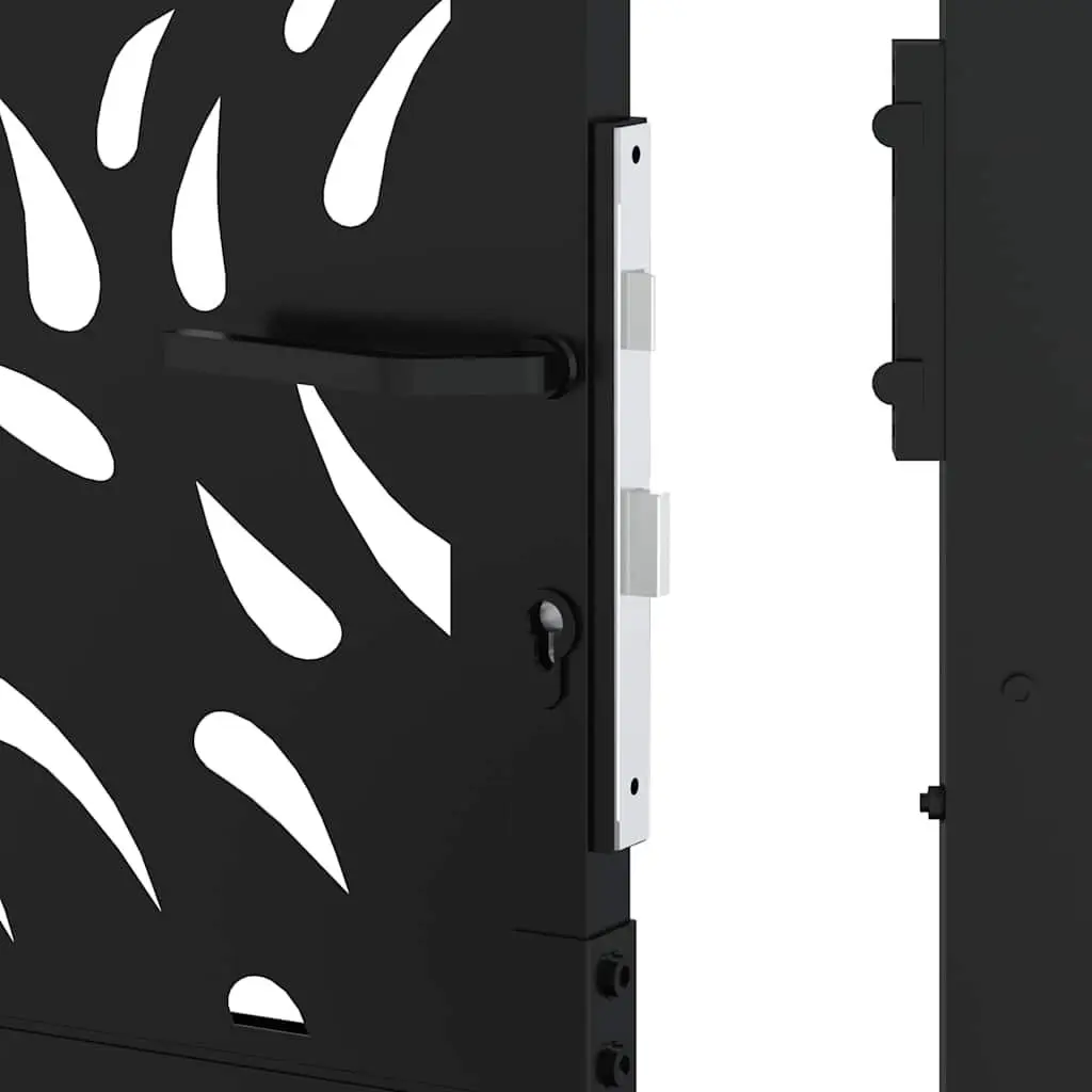 Garden Gate Black 100x100 cm Steel Flame Design Outdoor Patio Entrance Lockable