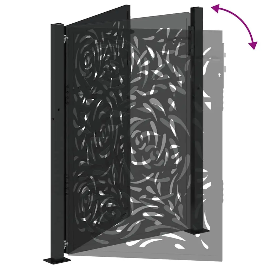 Garden Gate Black 100x125cm Steel Laser-Cut Design Entrance Fence Patio Driveway