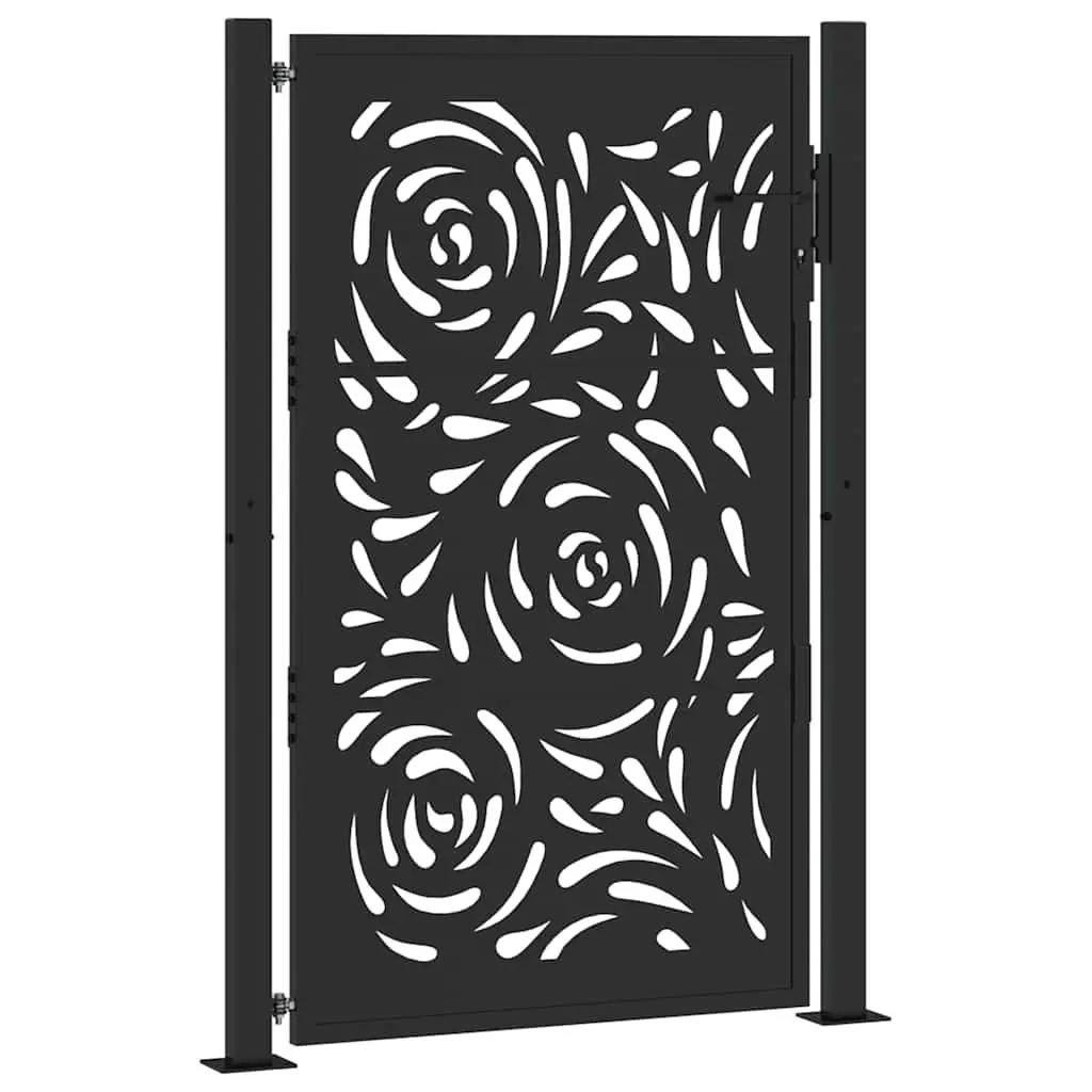 Garden Gate Steel Black Laser-Cut Design Lockable Fence Entry 100x150cm