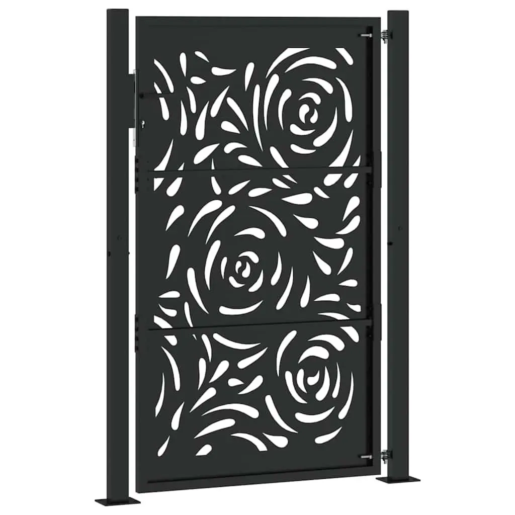 Garden Gate Steel Black Laser-Cut Design Lockable Fence Entry 100x150cm